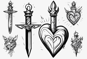 One sketch of a dagger entering the heart tattoo idea