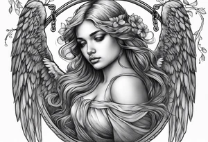 sad angel on swing tattoo idea
