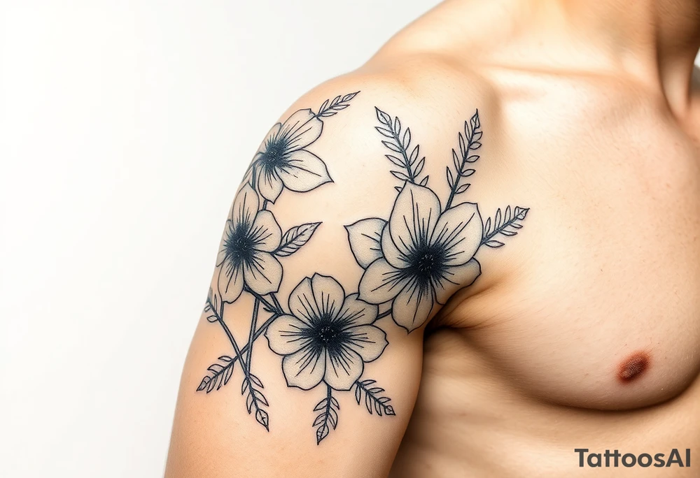 Floral Elements: Incorporate state flowers—bluebonnet (Texas), mountain laurel (Connecticut), and coast rhododendron (Washington
Arm sleeve shoulder to elbow tattoo idea