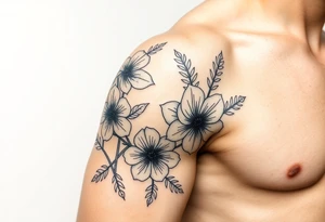 Floral Elements: Incorporate state flowers—bluebonnet (Texas), mountain laurel (Connecticut), and coast rhododendron (Washington
Arm sleeve shoulder to elbow tattoo idea