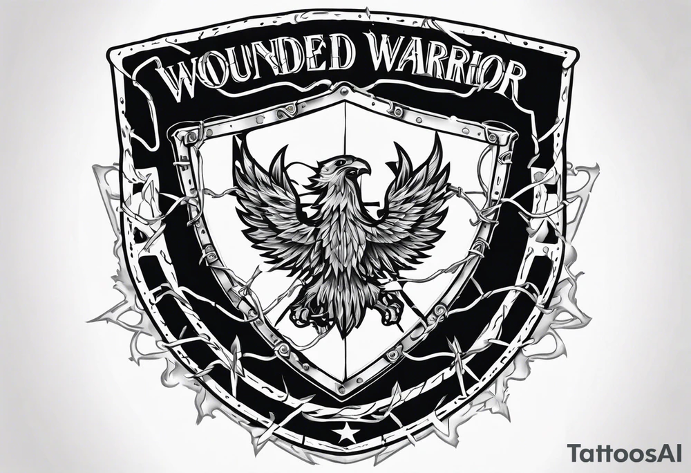 Wounded warrior valhalla shield barb wire prison tattoo idea