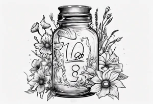 jar with flowers and the date blow the jar 12.08.05 tattoo idea