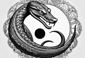 snake wrapped around a crescent moon tattoo idea