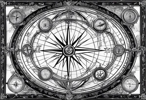 nautical map with compass tattoo idea