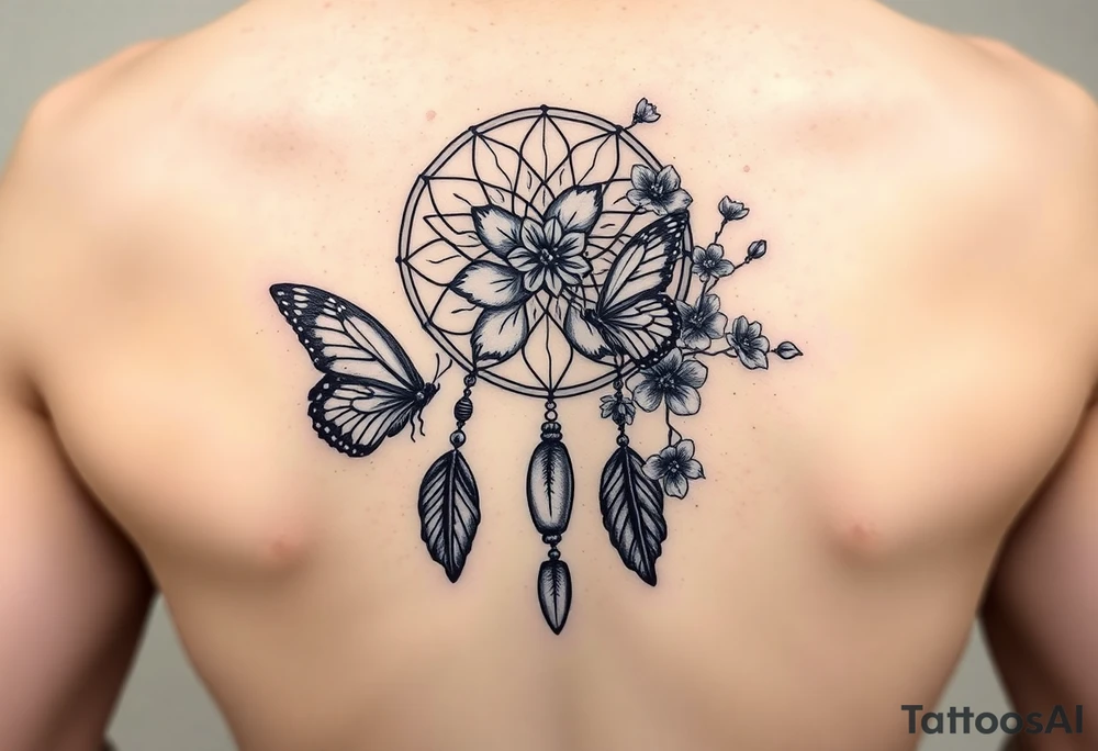 Dreamcatcher with butterfly's and Cherry blossom tattoo idea