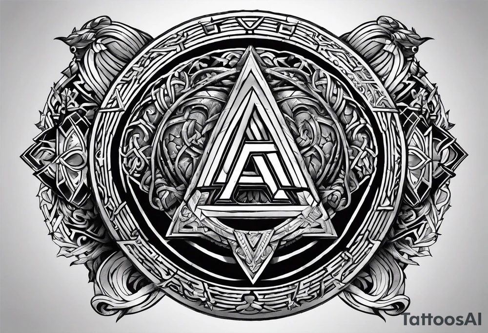Valhalla  round 
shield axe sword valknut tattoo idea