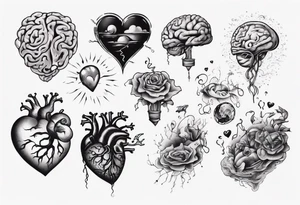 Heart and brain floating away tattoo idea