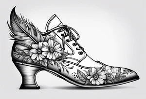 Feather with flowers going up wards for a foot tattoo tattoo idea
