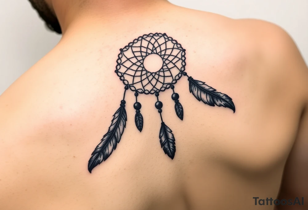 native dreamcatcher with flowing feathers and sacred beads tattoo idea native dreamcatcher with flowing feathers and sacred beads tattoo idea