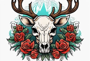back tattoo of a front view reindeer  skull tattoo idea