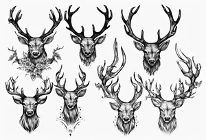 Majestic stag with exagerrated antlers tattoo idea
