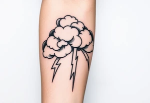 Black & gray storm clouds with lightning bolts tattoo idea