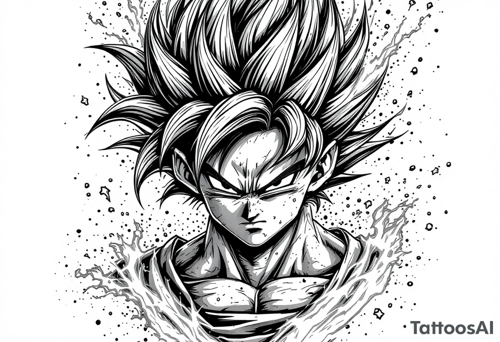 legendary dragonball z with energy aura and power effects tattoo idea