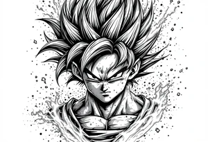 legendary dragonball z with energy aura and power effects tattoo idea