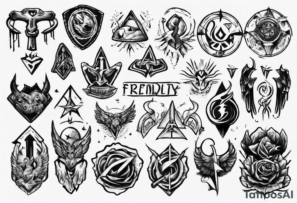 Rock with symbols that represents friendship and loyalty tattoo idea