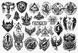 Rock with symbols that represents friendship and loyalty tattoo idea