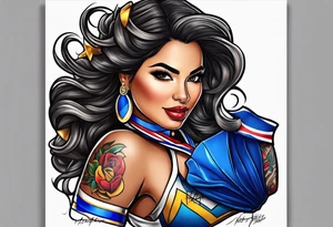 Thick latina woman in a bills cheerleader outfit tattoo idea