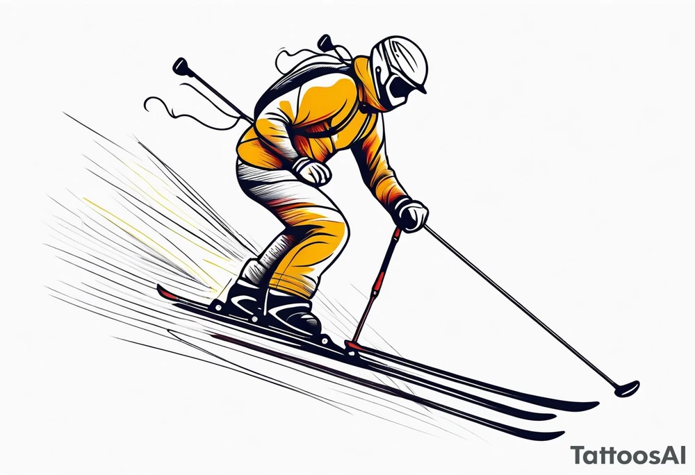 Skier in motion, fine line, more abstract tattoo idea