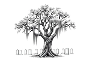 Laurel oak with Spanish moss in a cemetery tattoo idea