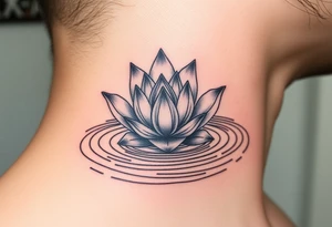 serene lotus flower emerging from sacred waters with ripples tattoo idea