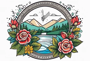 baptize in river



old school vintage simple traditional design with vintage flowers surrounding
bold color simple tattoo idea