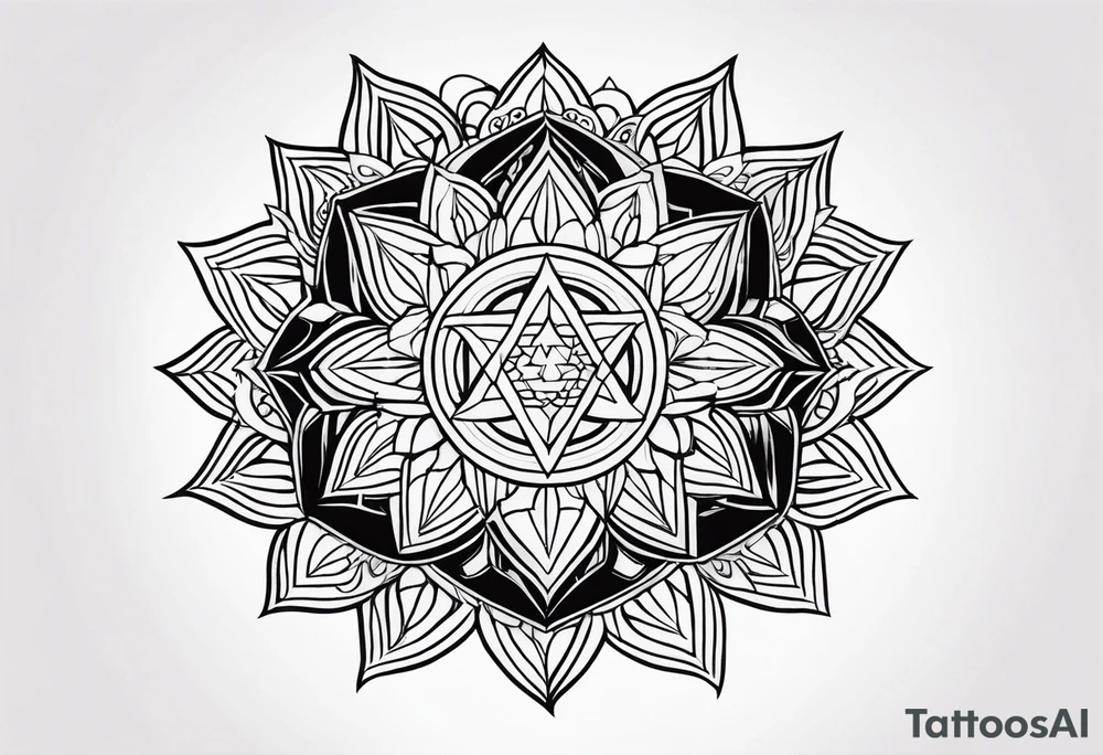 anahata, merkaba, mandala, geometric, cosmi tattoo idea