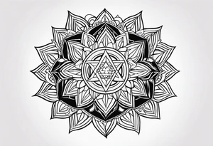 anahata, merkaba, mandala, geometric, cosmi tattoo idea