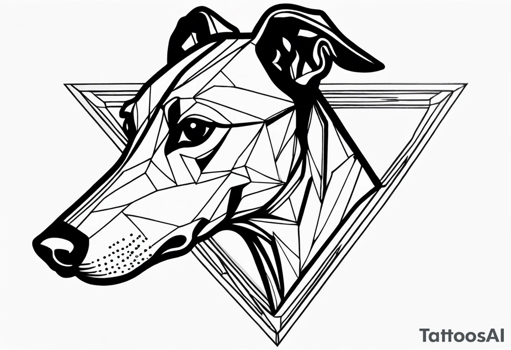 Greyhound head, majestic, inside diamond shape tattoo idea