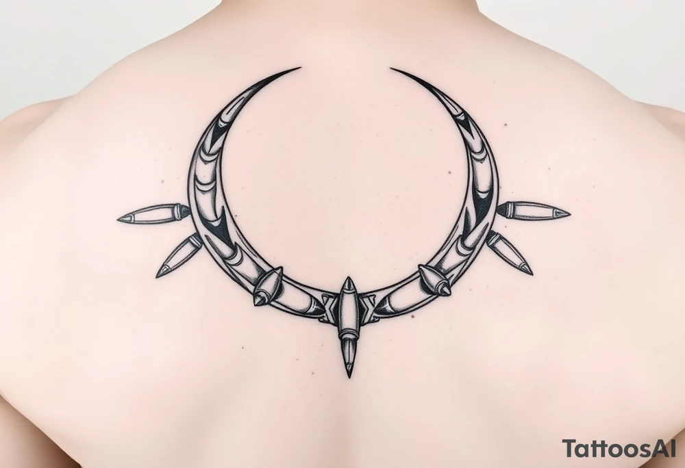 waxing crescent, bullets, music tattoo idea