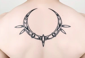 waxing crescent, bullets, music tattoo idea