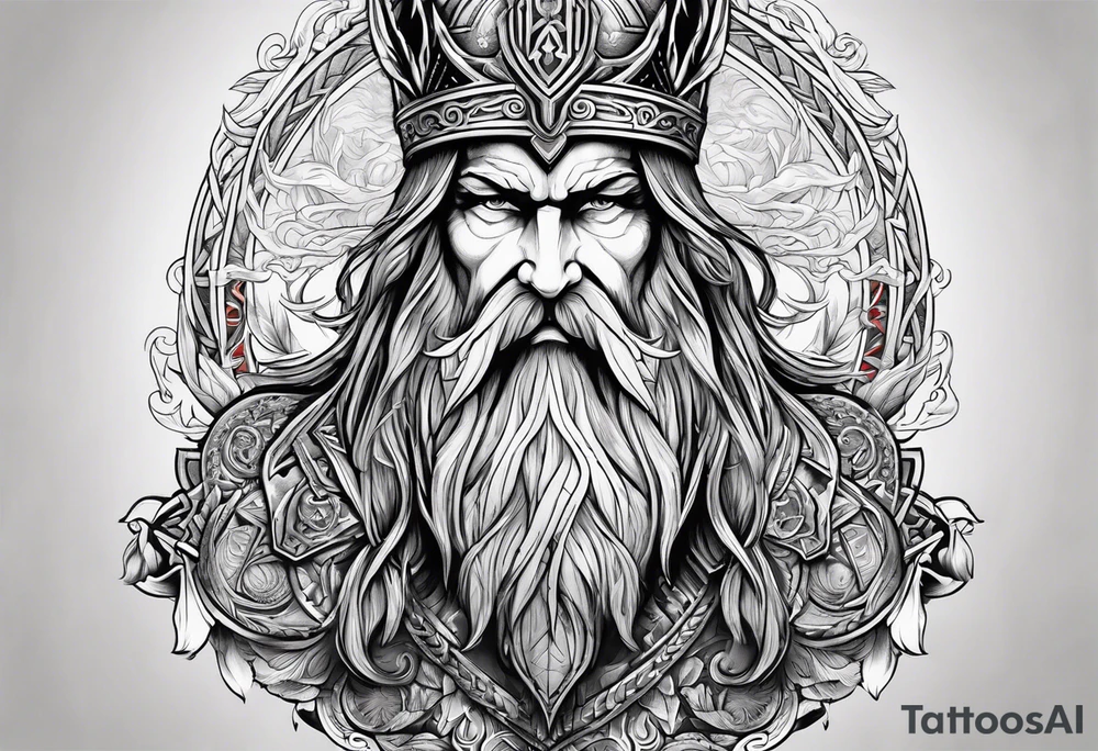 nordic god odin no helmet tattoo idea