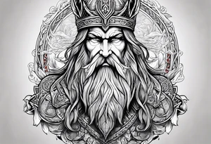nordic god odin no helmet tattoo idea