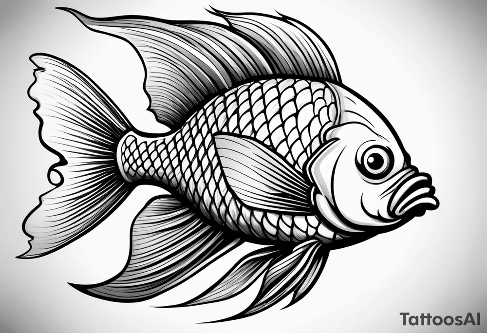 Cartoon fish with a mean face tattoo idea