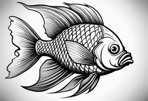 Cartoon fish with a mean face tattoo idea