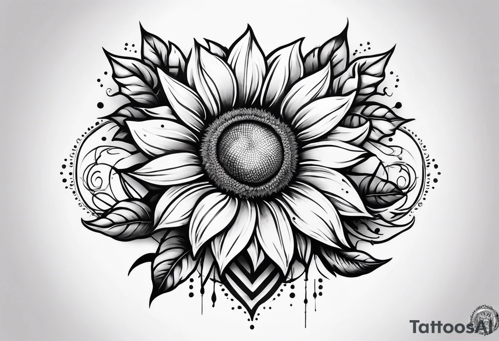 Roman numerals with sunflower arm sleeve tattoo idea
