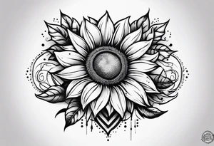 Roman numerals with sunflower arm sleeve tattoo idea