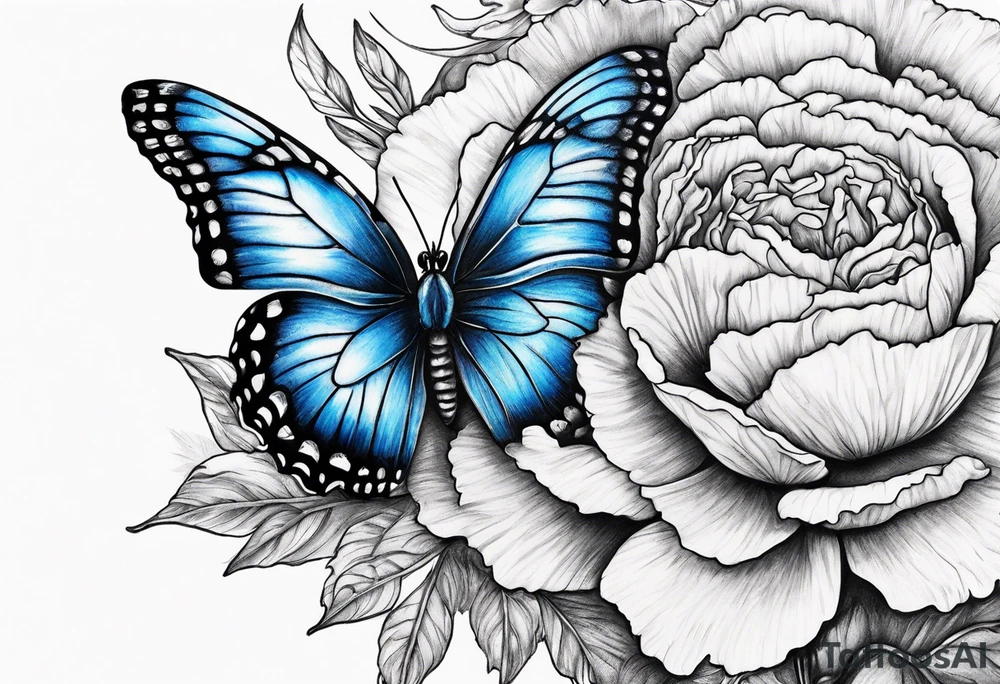 carnation blue butterfly moon tattoo idea