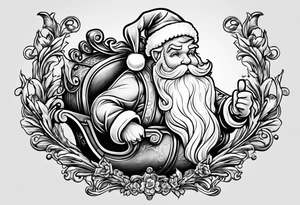 santa claus in his sleigh tattoo idea