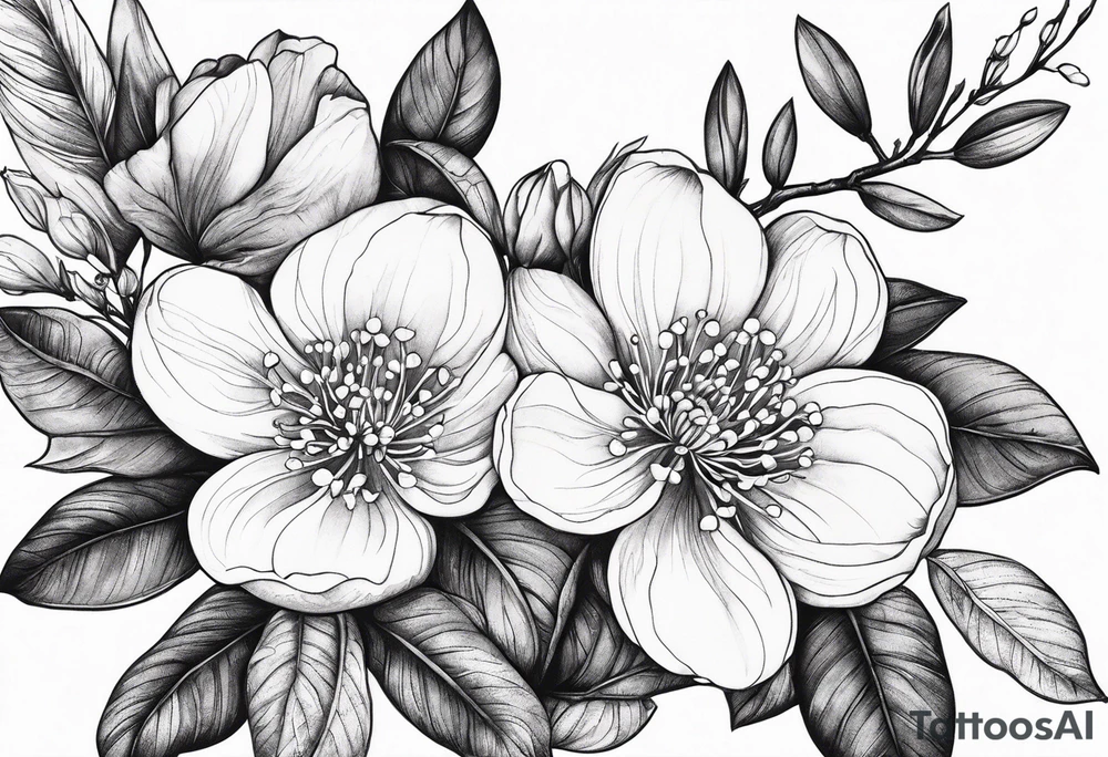 orang blossom branches with white
flowers tattoo idea
