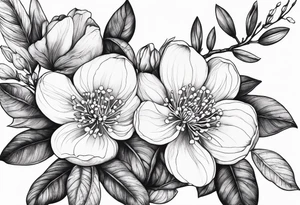 orang blossom branches with white
flowers tattoo idea