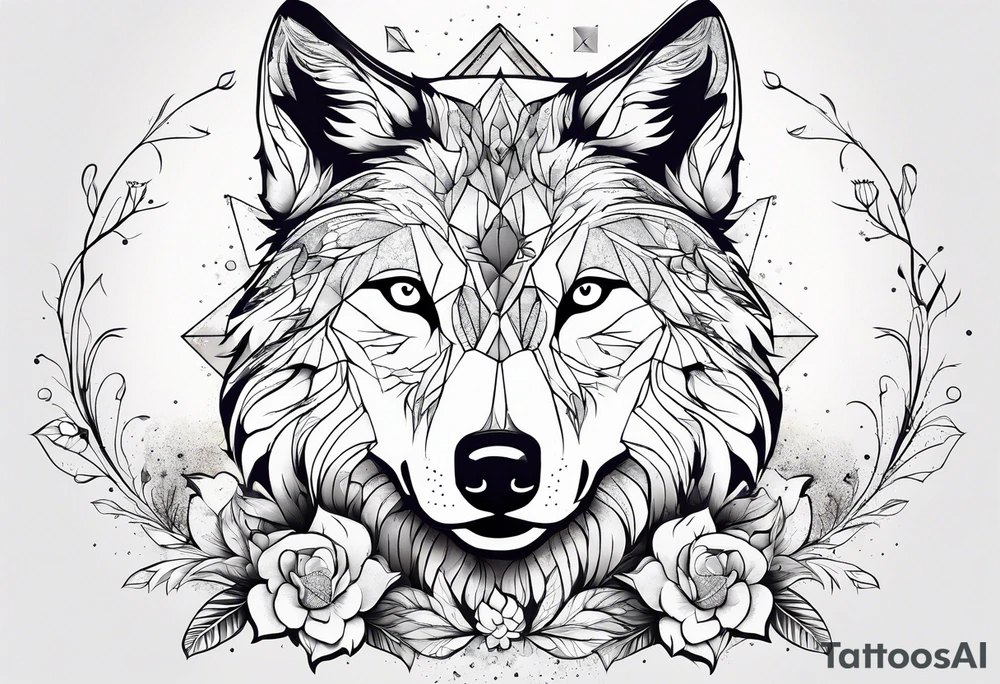 Constellation, animal wolf snow , géométric , flower tattoo idea
