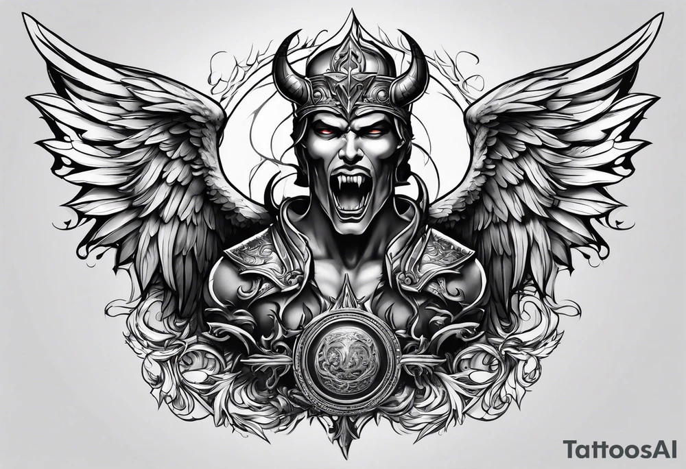 Devil with angel wings tattoo idea
