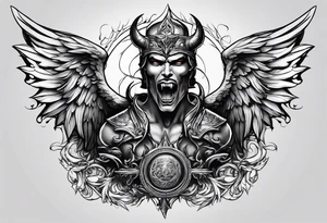 Devil with angel wings tattoo idea