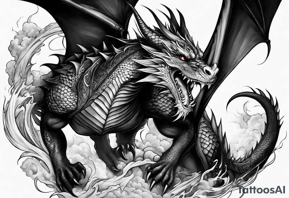 full arm sleeve dragon tattoo idea