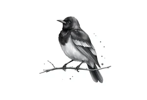 Male European Blackbird on a branch tattoo idea tattoo idea