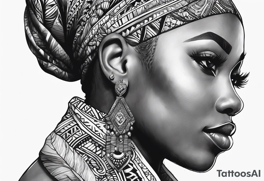 african, arm sleeve tattoo idea