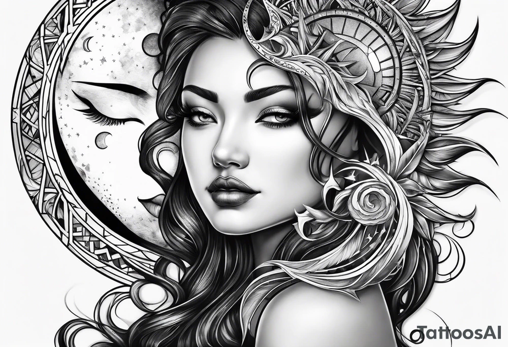 Sun and moon tattoo idea