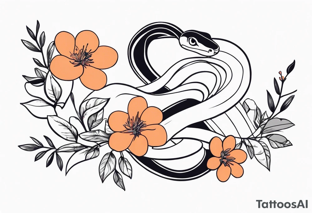 Snake and flowers to fit on shoulder blade tattoo idea