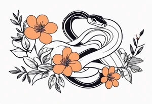 Snake and flowers to fit on shoulder blade tattoo idea