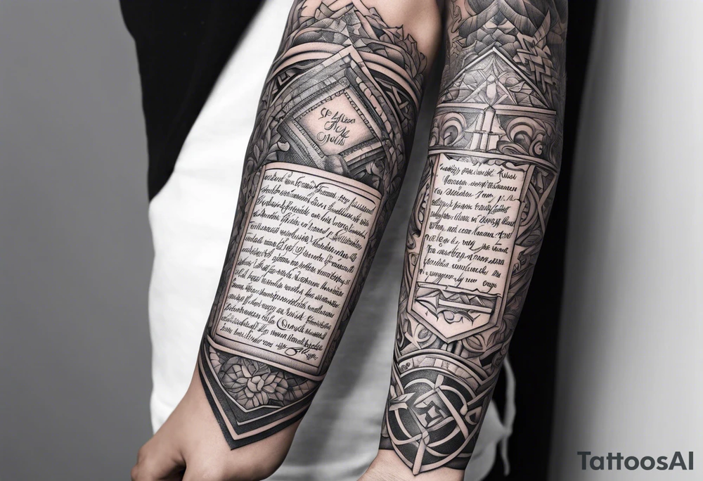 Sleeve with bible verses tattoo idea